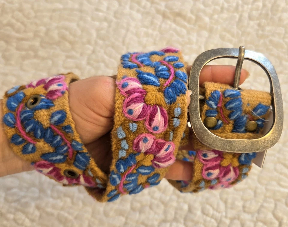 NWT Jenny Krauss Four Seasons Wool Belt Floral Embroidered Size Small Peru Boho - Image 3 of 4