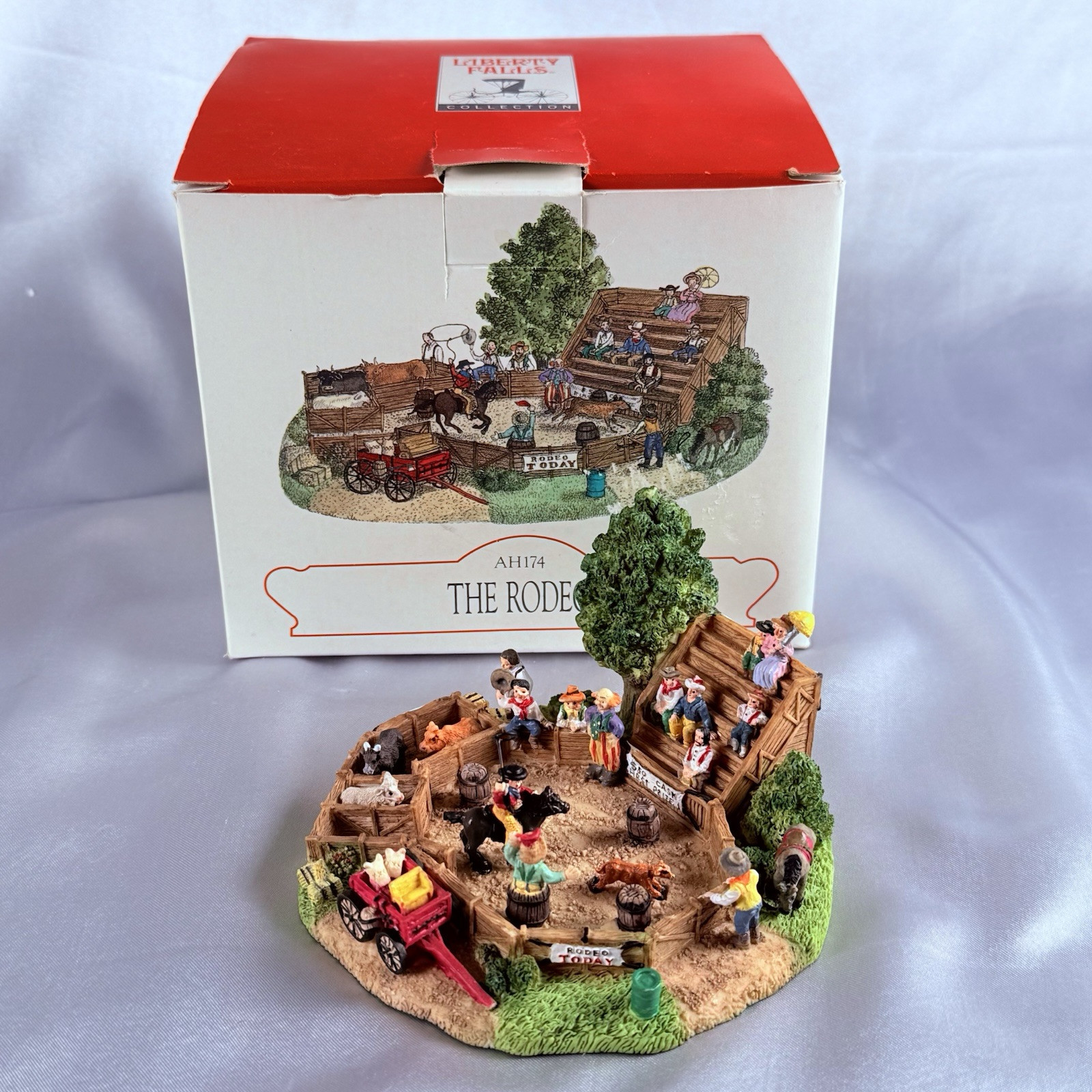 RARE Liberty Falls AH174 The Rodeo NIB 1999 Cowboys Clowns Horses Scene