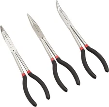 Amazon Basics Long Reach Needle Nose Pliers Set 3 Piece Black