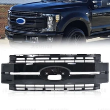 Front Bumper Grille Glossy Black For 2017-2019 Ford F-250 F250 F-350 Super Duty