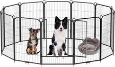 Dog Playpen Pet Dog Fence 8/16 Panels 24"/ 32" /40" Height Durable Metal Dog Pen