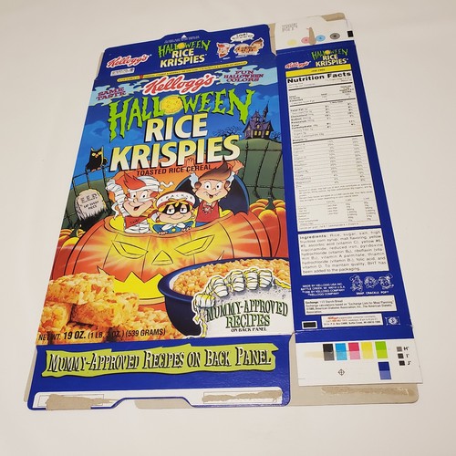 Kellogg's Cereal Box 1996 1997 HALLOWEEN Rice Krispies MUMMY RECIPES Horror VTG