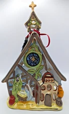 NEW Blue Sky Clayworks Christmas NATIVITY CHURCH Tea Light Candle House NWT