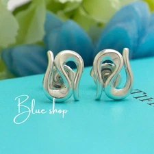 Tiffany & Co. Elsa Peretti Open Wave Stud Earrings Sterling Silver 925