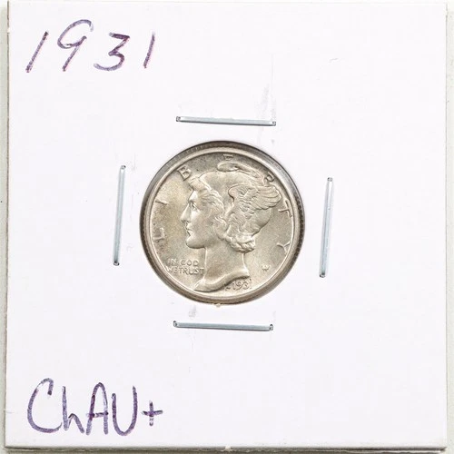 1931 10C Mercury Winged Liberty Silver Dime in Choice AU+ Condition #6267