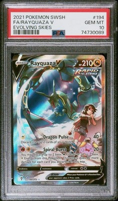 2021 Pokemon SWSH Evolving Skies Rayquaza v Alt Art #194/203 PSA