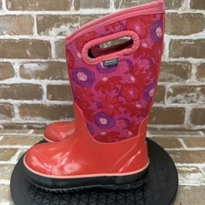 BOGS Classic Watercolor Pink Red Floral Rain Snow Boots Girls Toddler Size 12