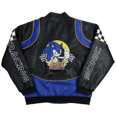 Sonic the Hedgehog Moto Racing Jacket Coat Men's Large Embroidered