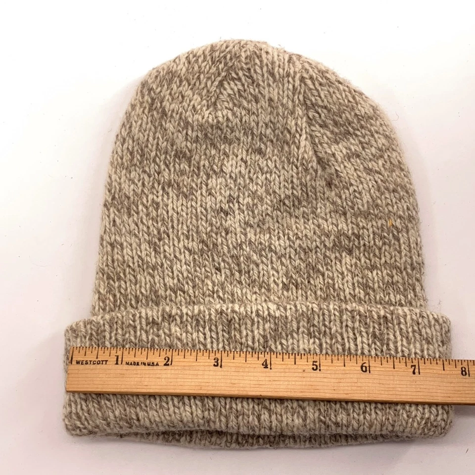 Gorra de invierno retro de punto beige mezcla de lana Ragg Foto 4 de 4