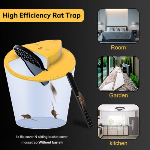 Mouse Trap N Flip Slide Bucket Lid Mice Rat Trap With 2Ladders Mousetrap Catcher - Picture 2 of 14