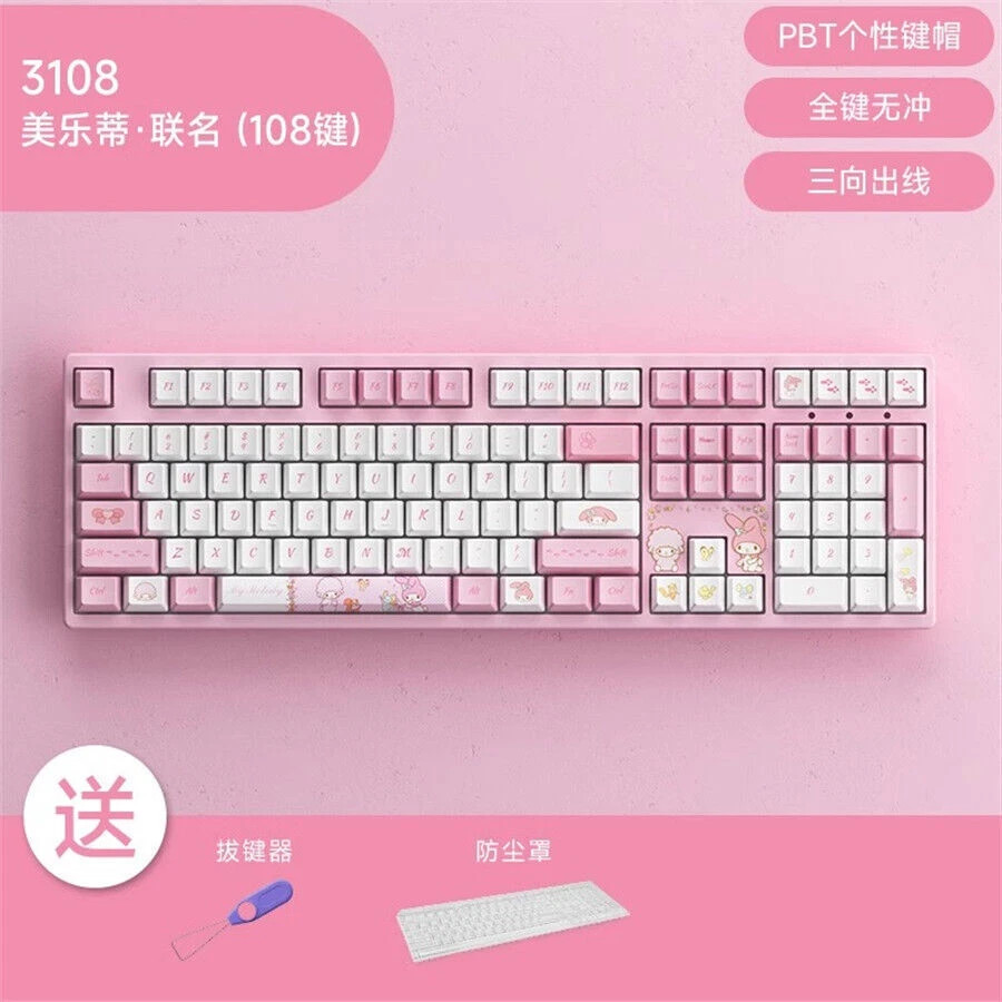 Akko My Melody Mechanical PBT Keycaps Keyboard 3087 3108 Wired Game Keyboards## - Image 2 of 4