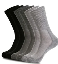 6 Pack Diabetic Crew Socks Non-Binding Neuropathy Organic Cotton Bamboo Blend