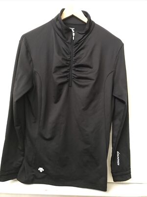 DESCENTE Womens Black 1/4 Zip Performance Base Layer Size 10/M Medium
