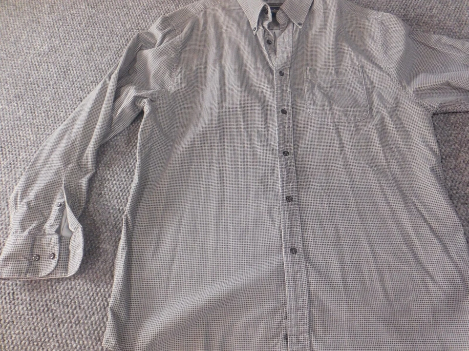 Camisa masculina Saddlebred cinza médio flanela clássica botão para baixo - Imagem 3 de 4