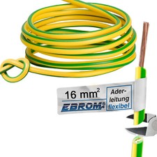 3,8€/m EBROM Aderleitung Erdungskabel H07V-K flexibel feindrähtig 16mm2 grüngelb