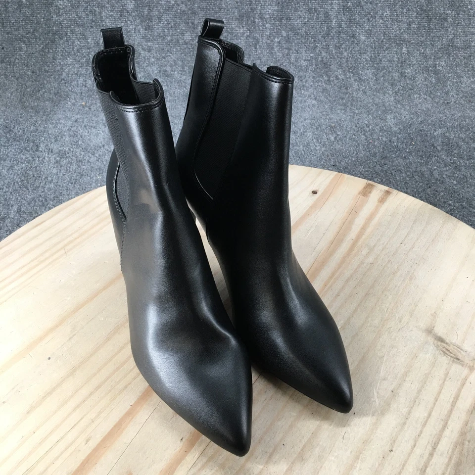 Calvin Klein Boots Womens 8.5 M Samara Chelsea Heels Pointed Ankle Bootie Black - Image 3 of 4
