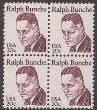 Scott # 1860 - US  Block Of 4 - Ralph Bunche - MNH -1982