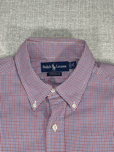 Ralph Lauren Shirt Adult Large Red Button Up Long Sleeve Modern Logo Mens - Picture 4 of 7