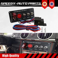 Ignition Switch Panel Car Racing Switch Panels with LED Toggle Push Button,(12V)