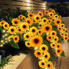 Solar Garden Lights Outdoor, 4 Pack Sunflower Lights with 92 Lifelike Sunflow...