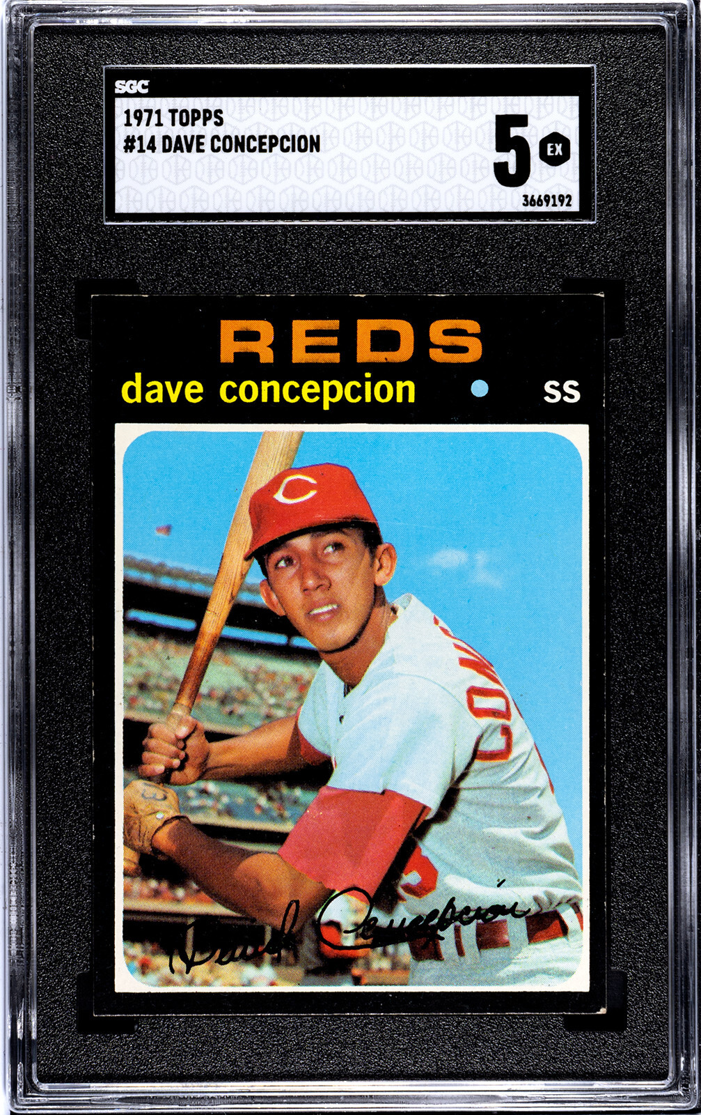 1971 Topps Baseball #14 Dave Concepcion - Reds HOF - SGC Graded 5 EX