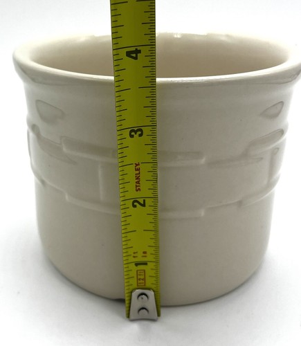 Vasija de sal Longaberger Pottery Woven Traditions de una pinta marfil sin tapa - Imagen 8 de 9
