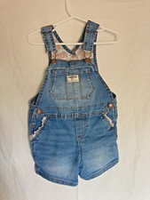 Osh Kosh B'Gosh Girl Size 3T Light Wash Denim Shorts Vestbak Bib Overalls