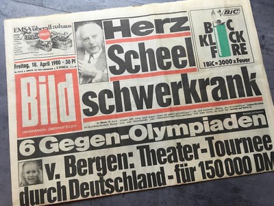 BILDzeitung 18.04.1980 April 18.4.1980 Geschenk 39. 40. 41. 42. 43. Geburtstag