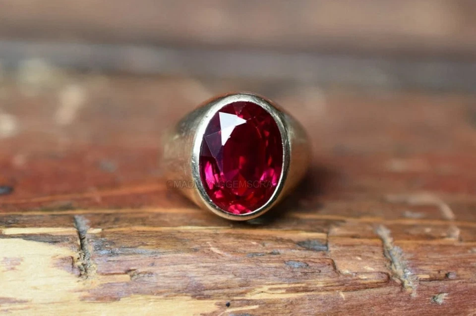 Red Ruby Ring 925 Sterling Silver Ring For Men Gift Valentine Ring - Image 3 of 4