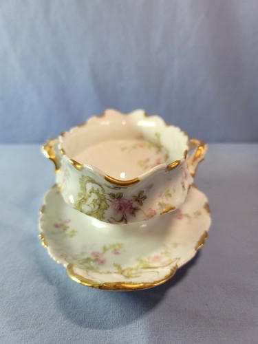 Antiguo 1914 LIMOGES Theodore Haviland Salsa Gravada Barco de Oro Adjunto Placa Interior - Imagen 3 de 11
