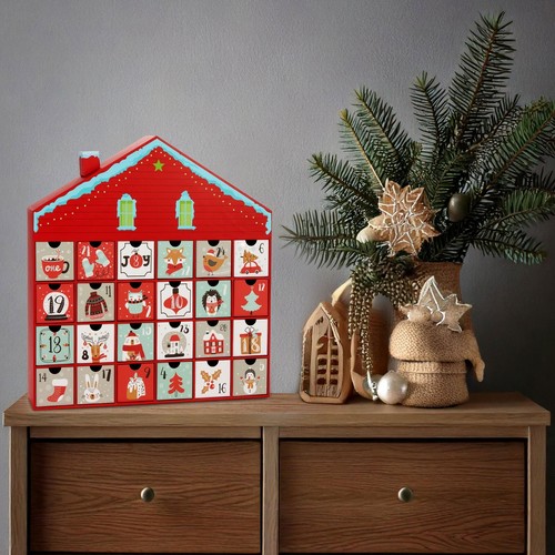 Advent Calendar 2024 Empty Christmas House 24 Days Xmas Countdown Red White - Picture 4 of 10
