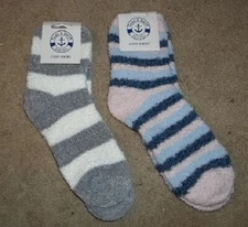 NWT 1 Pair Fuzzy Fluffy Striped Socks 2 Colors U Choose by Yacht & Smith New