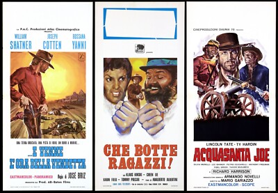 ACQUASANTA JOE, E VENNE L'ORA DELLA VENDETTA, CHE BOTTE, WESTERN LOCANDINA 3 PZ.