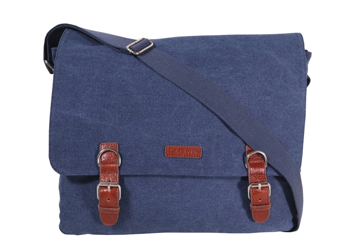 KATANA grand sac bandouli re unisexe toile garni cuir r f 6557