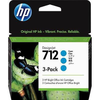 HP 712 Cyan DesignJet Ink Cartridge, Pack of 3 - 3ED77A - Picture 2 of 2