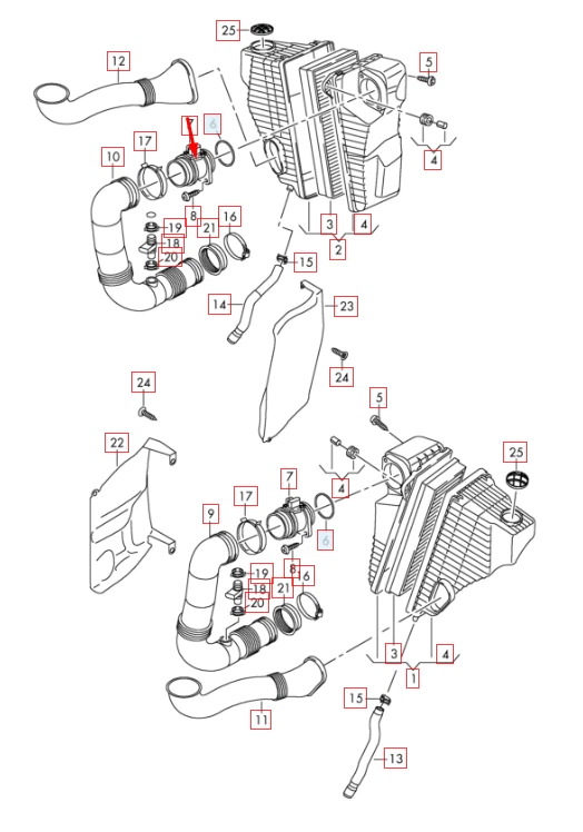 НОВЫЙ ДАТЧИК МАССОВОГО РАСХОДА ВОЗДУХА AUDI Q7 4 Л 06J906461D 2015OEM - Изображение 3 из 3