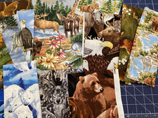 Wilderness Quilt Fabric Pieces Bundle Wild Animal 14 Pieces 6 oz Eagle Bear READ