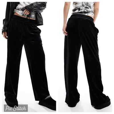 Allsaints Black Tyler Wide Leg Velvet Trousers Pants Size 6 $229