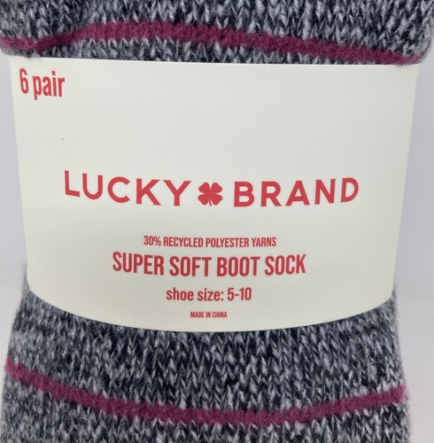 Lucky Brand Womens Pack of 6 Super Soft Boot Socks Size 5-10 Multi-Color - Picture 2 of 6