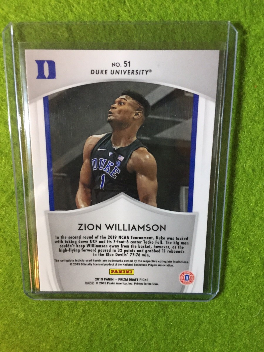 ZION WILLIAMSON ROOKIE CARD PANINI PRIZM RC DUKE JERSEY #1