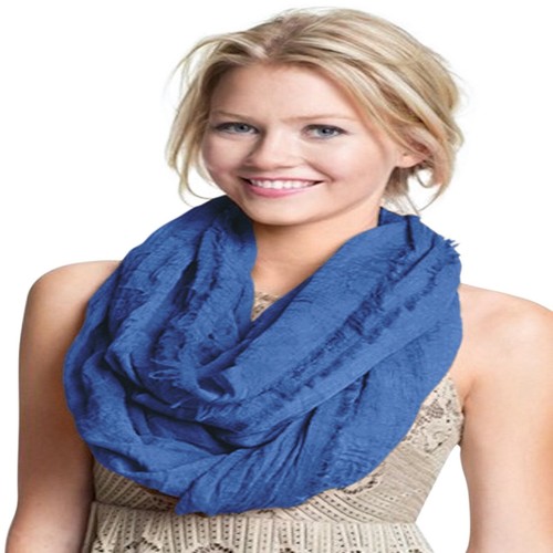 Bufanda Mobius Infinity azul real tubo circular chal de eternidad pashmina NUEVO - Imagen 2 de 12