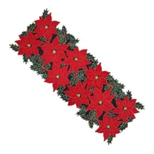 St. Nicholas Square Poinsettia Cutout Table Runner - 13x36 in ~ holiday ~ NWT