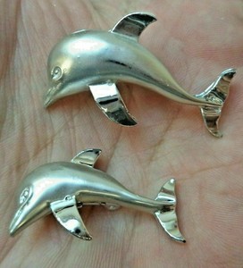 复古签名gerry S 银色海豚鱼胸花胸针套装批发1 5 Ebay