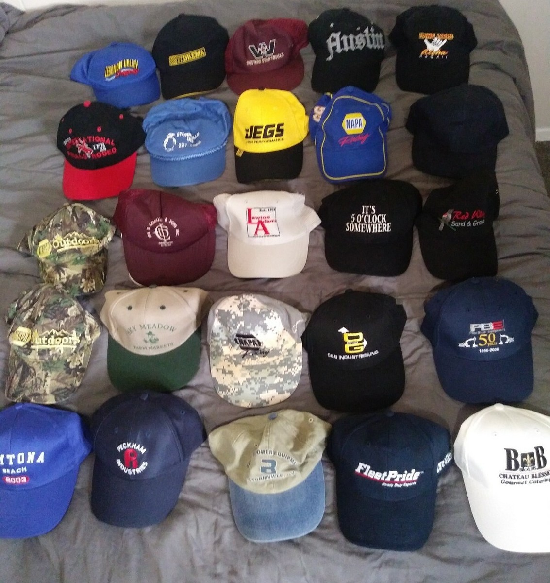 Lot of 25 Hat Caps Racing Nascar Businesses Trucker Brands