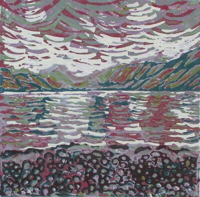 Derwentwater, Lake District Original Hand Pressed Linocut Print Ltd Edition