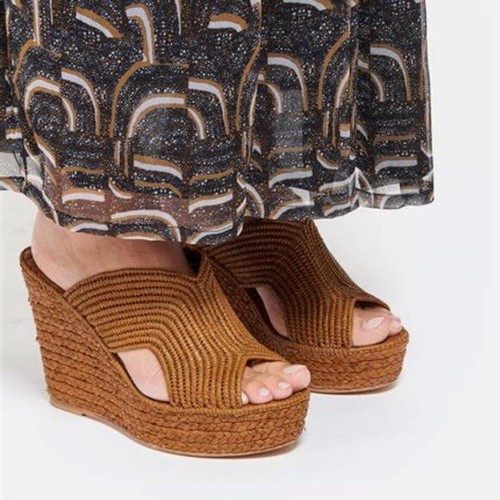 Carrie Forbes Lina Cognac Wedge Heels 