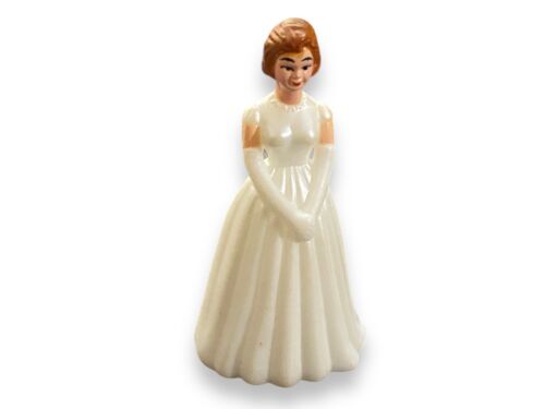 Vtg Debutante Princess Bridesmaid Lady Dress MCM Birthday Cake Topper  3" White - Picture 1 of 3