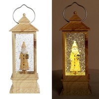 Jingles Bo Weihnachten Glitter Wasser Spinner Licht Auf Dekor Holz Laterne Santa