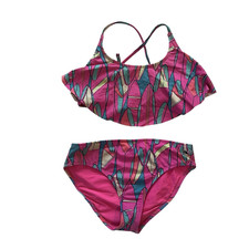 Vineyard Vines Size 6 Bikini Pink Surfboard Abstract Tie Back 2-Piece Wear 