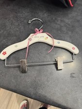 Vintage Child s Wood Clothes Hanger White With Bow I Love You